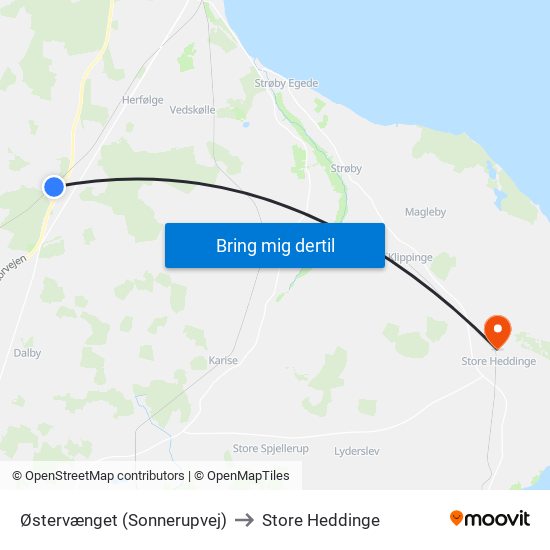 Østervænget (Sonnerupvej) to Store Heddinge map