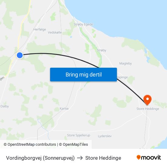 Vordingborgvej (Sonnerupvej) to Store Heddinge map