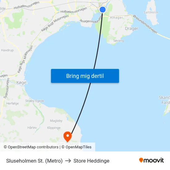 Sluseholmen St. (Metro) to Store Heddinge map