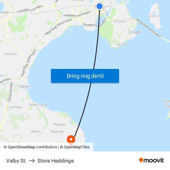 Valby St. to Store Heddinge map