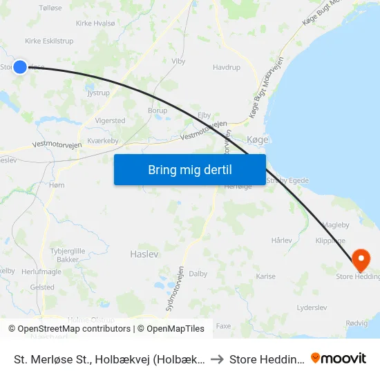 St. Merløse St., Holbækvej (Holbækvej) to Store Heddinge map