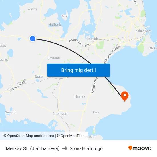 Mørkøv St. (Jernbanevej) to Store Heddinge map
