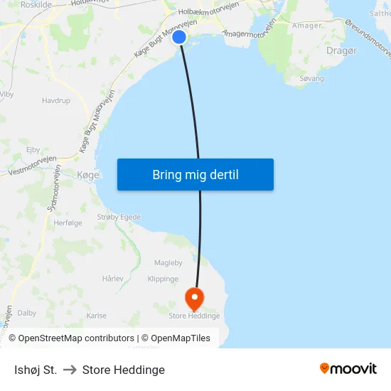 Ishøj St. to Store Heddinge map