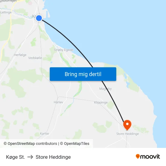 Køge St. to Store Heddinge map
