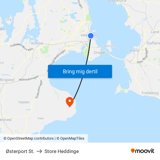 Østerport St. to Store Heddinge map