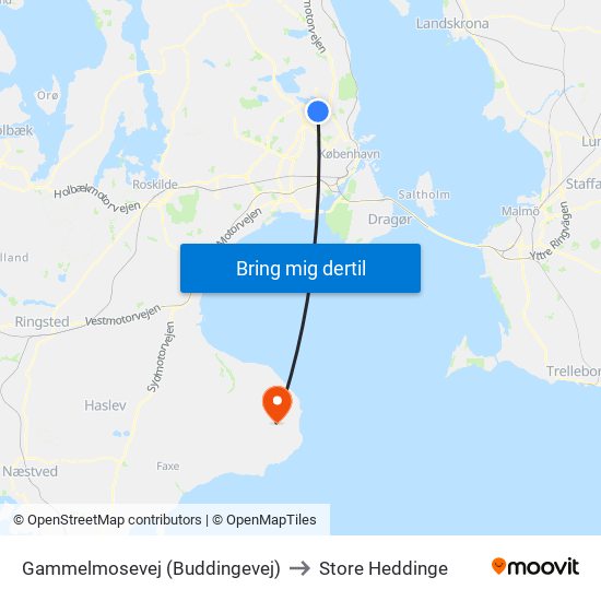 Gammelmosevej (Buddingevej) to Store Heddinge map