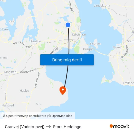 Granvej (Vadstrupvej) to Store Heddinge map