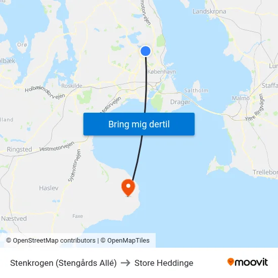 Stenkrogen (Stengårds Allé) to Store Heddinge map
