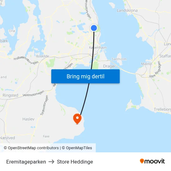 Eremitageparken to Store Heddinge map