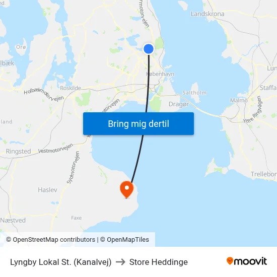 Lyngby Lokal St. (Kanalvej) to Store Heddinge map