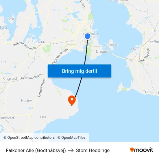 Falkoner Allé (Godthåbsvej) to Store Heddinge map