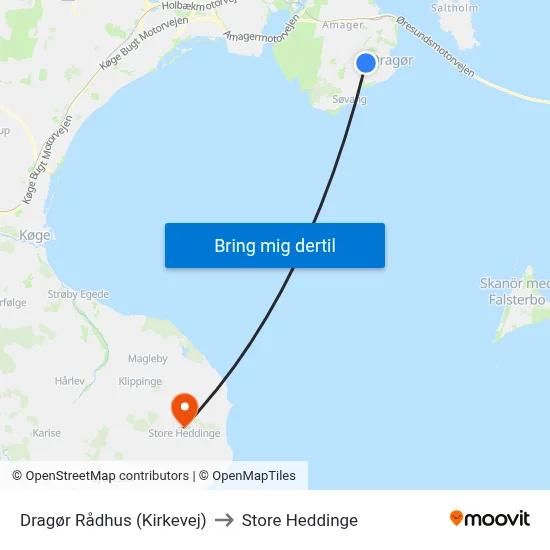 Dragør Rådhus (Kirkevej) to Store Heddinge map