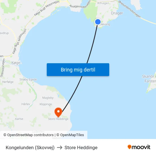 Kongelunden (Skovvej) to Store Heddinge map