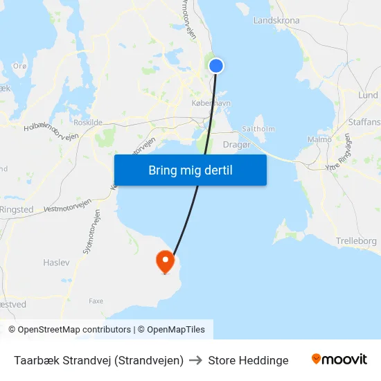 Taarbæk Strandvej (Strandvejen) to Store Heddinge map