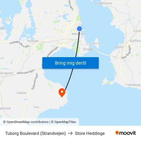 Tuborg Boulevard (Strandvejen) to Store Heddinge map