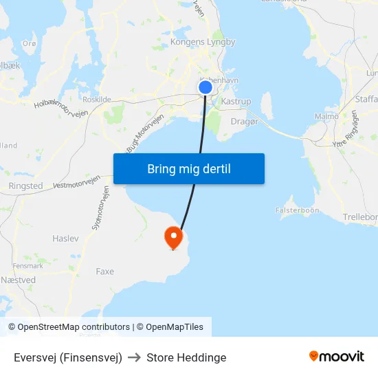 Eversvej (Finsensvej) to Store Heddinge map