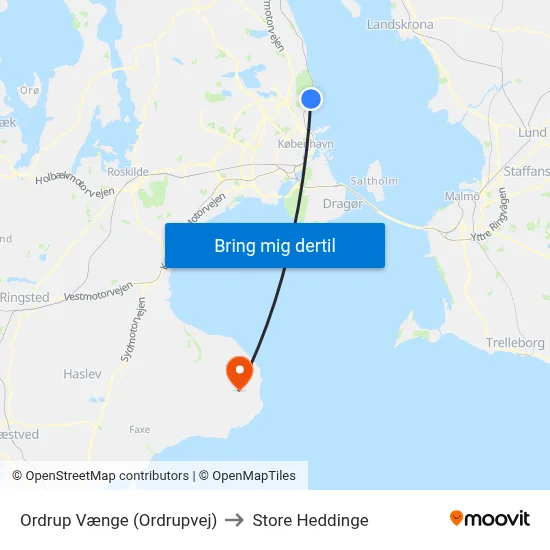 Ordrup Vænge (Ordrupvej) to Store Heddinge map