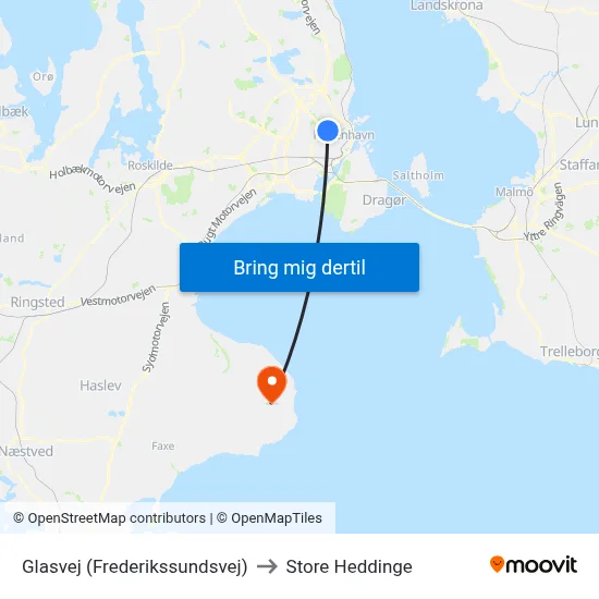 Glasvej (Frederikssundsvej) to Store Heddinge map