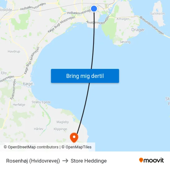 Rosenhøj (Hvidovrevej) to Store Heddinge map