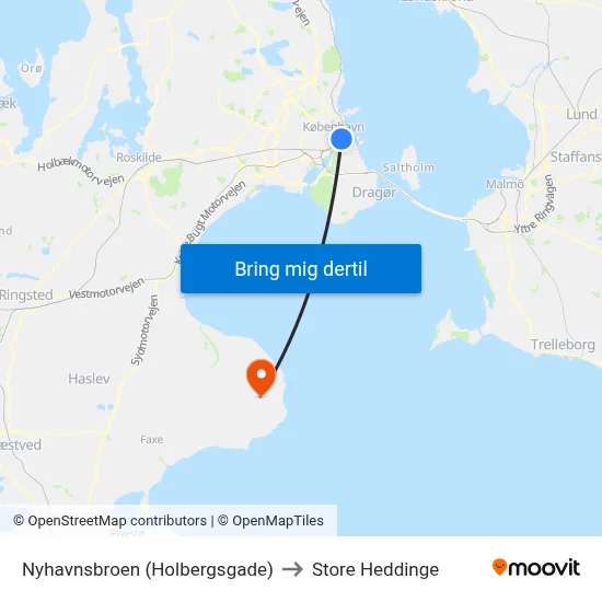 Nyhavnsbroen (Holbergsgade) to Store Heddinge map