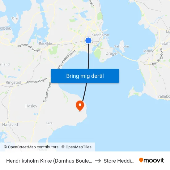 Hendriksholm Kirke (Damhus Boulevard) to Store Heddinge map