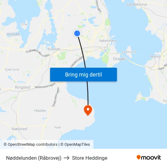 Nøddelunden (Råbrovej) to Store Heddinge map