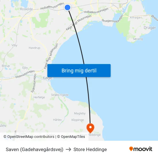 Saven (Gadehavegårdsvej) to Store Heddinge map