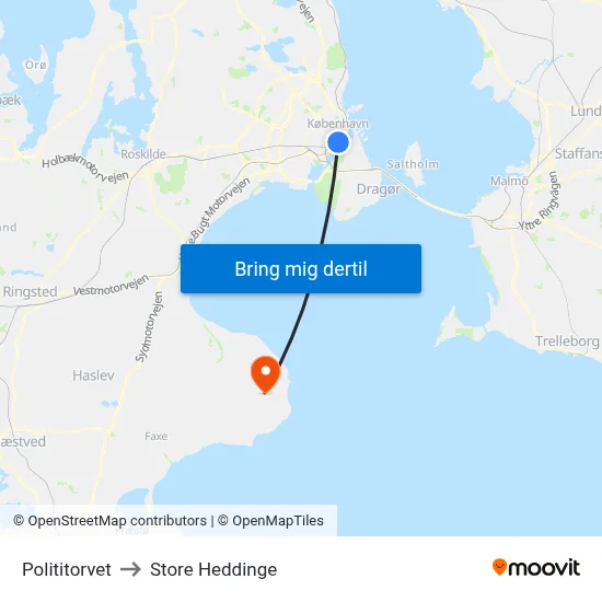 Polititorvet to Store Heddinge map