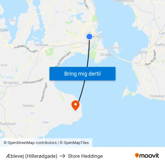 Æblevej (Hillerødgade) to Store Heddinge map