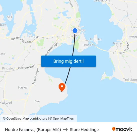 Nordre Fasanvej (Borups Allé) to Store Heddinge map