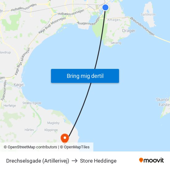 Drechselsgade (Artillerivej) to Store Heddinge map