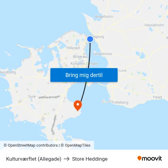Kulturværftet (Allegade) to Store Heddinge map