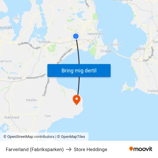 Farverland (Fabriksparken) to Store Heddinge map