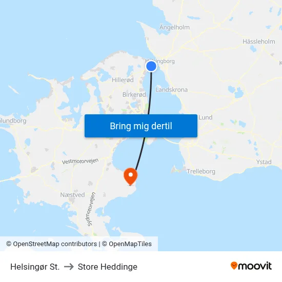 Helsingør St. to Store Heddinge map