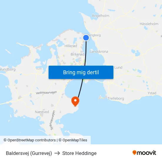 Baldersvej (Gurrevej) to Store Heddinge map