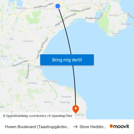 Hveen Boulevard (Taastrupgårdsvej) to Store Heddinge map
