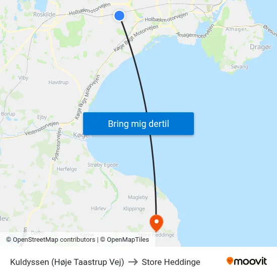 Kuldyssen (Høje Taastrup Vej) to Store Heddinge map