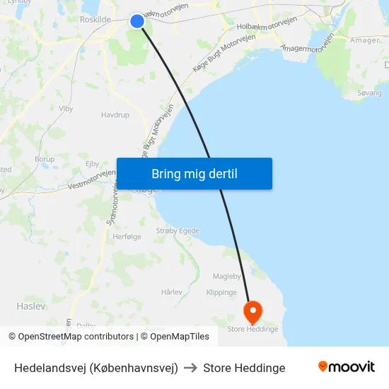Hedelandsvej (Københavnsvej) to Store Heddinge map