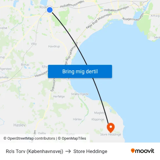 Ro's Torv (Københavnsvej) to Store Heddinge map