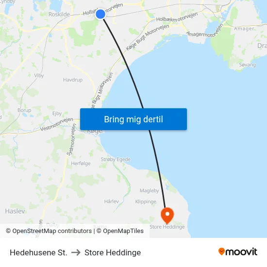 Hedehusene St. to Store Heddinge map