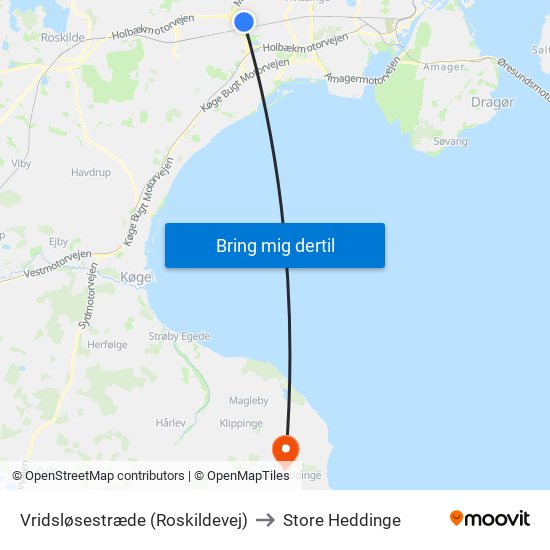 Vridsløsestræde (Roskildevej) to Store Heddinge map