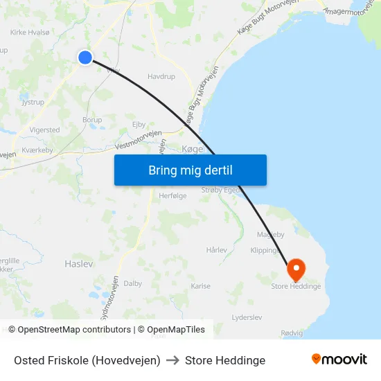Osted Friskole (Hovedvejen) to Store Heddinge map
