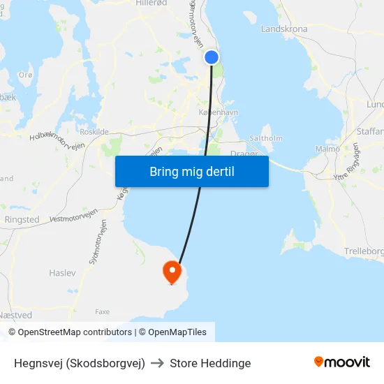 Hegnsvej (Skodsborgvej) to Store Heddinge map