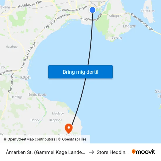 Åmarken St. (Gammel Køge Landevej) to Store Heddinge map