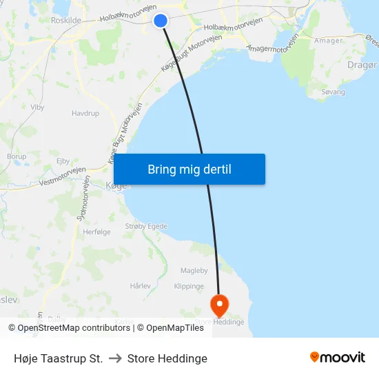 Høje Taastrup St. to Store Heddinge map