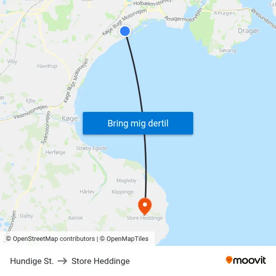 Hundige St. to Store Heddinge map