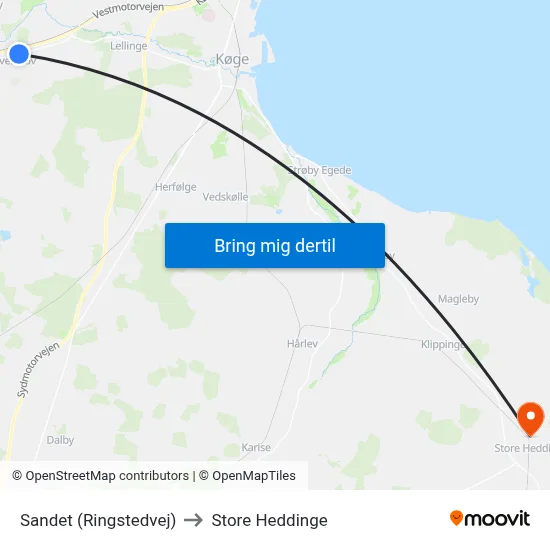 Sandet (Ringstedvej) to Store Heddinge map