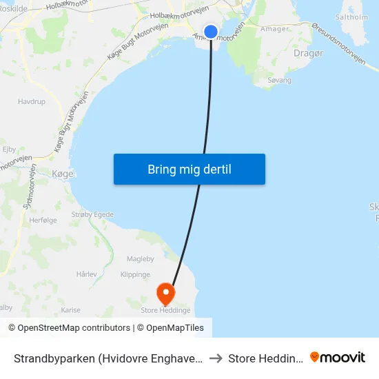 Strandbyparken (Hvidovre Enghavevej) to Store Heddinge map
