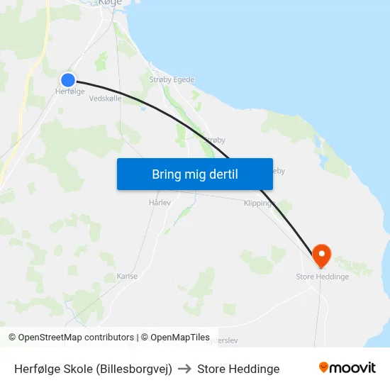 Herfølge Skole (Billesborgvej) to Store Heddinge map