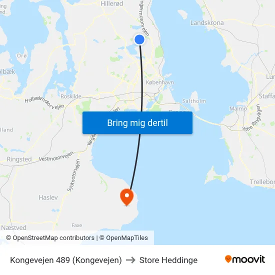 Kongevejen 489 (Kongevejen) to Store Heddinge map
